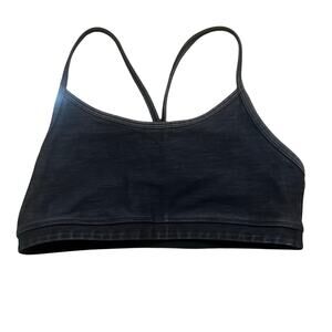 Lululemon‎ Flow Y Nulu Sports Bra Black Strappy Size 4 Yoga Athletic Workout Top